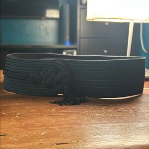 Vintage 1970s Black Passementerie Obi Belt | Statement Tassel Belt